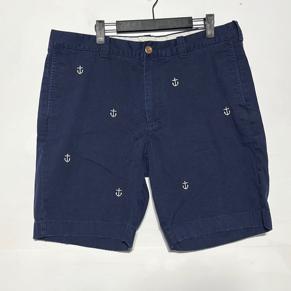 J. Crew Other - J.Crew Men’s 8.5” Navy Embroidered Anchor Flat Front Chino Shorts Size 36